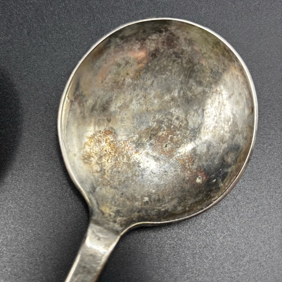 (2) Antique WNK (Worthy Noble & Kent) silver plated spoons 8” - Picture 5 of 7